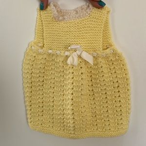 Hand Knit Yellow Newborn (0-3months) Dress